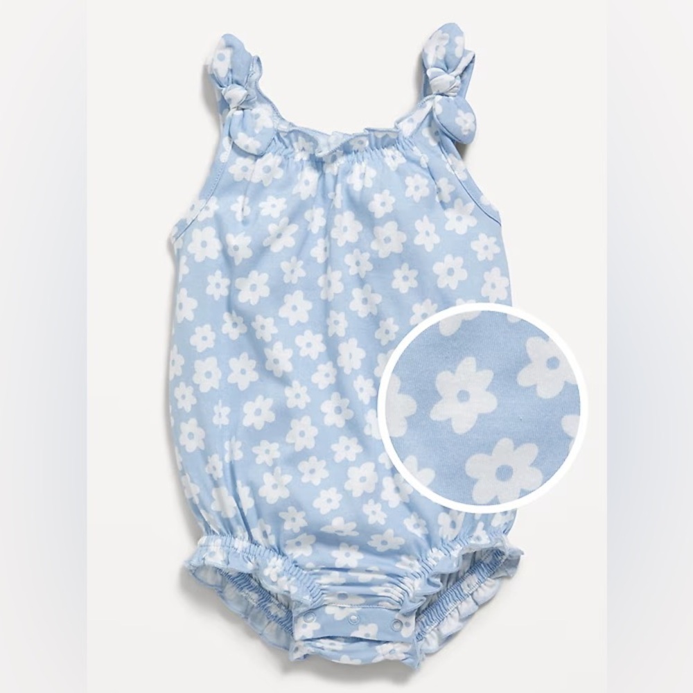 Old Navy Baby Toddler Girls Tie-Shoulder One-Piece Romper 12-18 Months